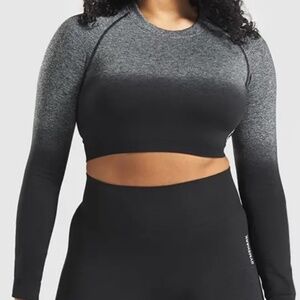EUC Gymshark Adapt Ombre Seamless Crop Top - Black/Black Marl L